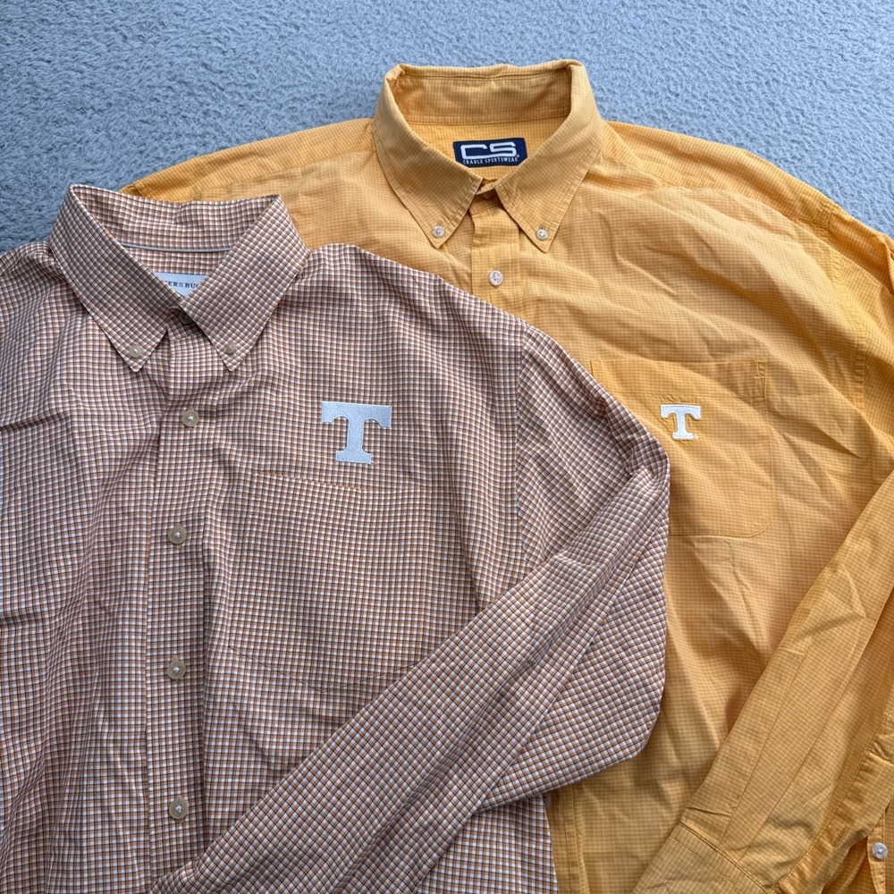 2 (TWO) Tennessee Volunteers Mens XL Shirt Button Down Check L/S NCAA Vols